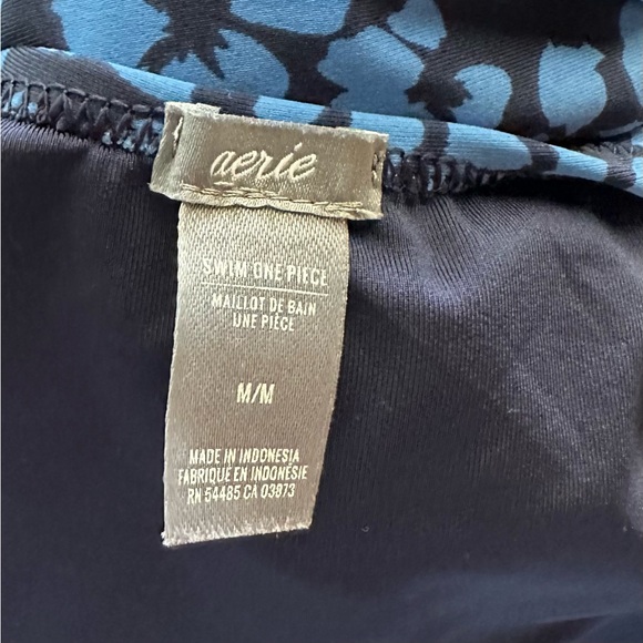 Aerie Blue Floral Strappy Back One Piece Swimsuit - Picture 6 of 8